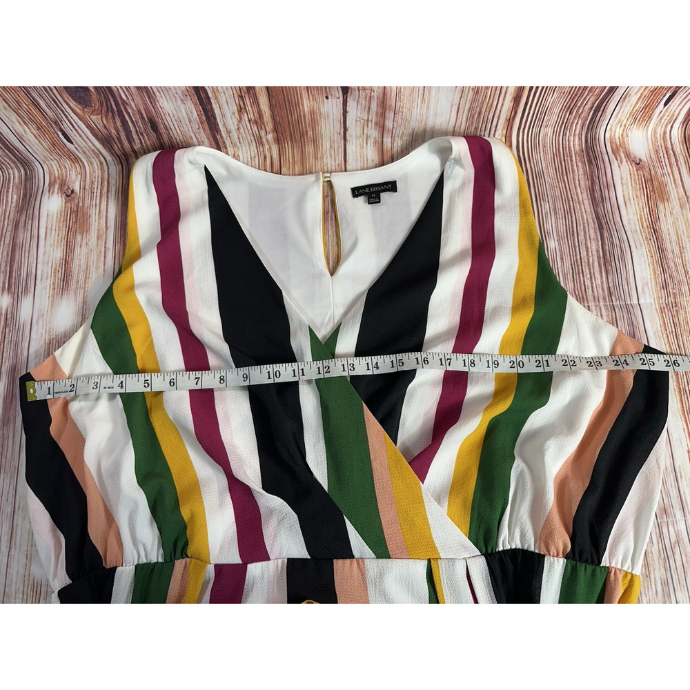 Lane Bryant Womens Size 24 Multicolor Stripe Sleeveless V Neck Lined Maxi Dress - Picture 3 of 9